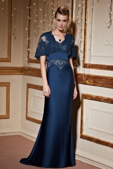 Hollow Out V-Neck Evening / Prom Dress Sweep / Brush Train Sheath / Column with Embroidery