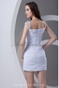 Chiffon Square Neckline Sheath Short Directionally Ruched Cocktail Dress