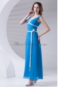 Satin V-Neckline A-line Ankle-Length Sash Prom Dress