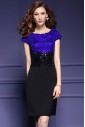 Tulle Knee-length Short Sleeve Scoop Lace Mother of the Bride Dress