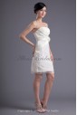 Satin and Lace Strapless Neckline Sheath Short Hand-made Flower Cocktail Dress