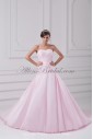 Satin Sweetheart Neckline Sweep Train A-line Embroidered Prom Dress