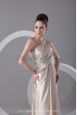 Silk Asymmetrical Neckline Floor Length Column Prom Dress