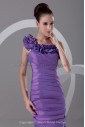 Taffeta One-Shoulder Neckline Floor Length Sheath Directionally Ruched Prom Dress