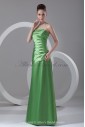 Satin Strapless Neckline Floor Length A-line Directionally Ruched Prom Dress