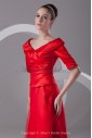 Satin and Net Portrait Neckline Floor Length A-line Half-Sleeves Prom Dress