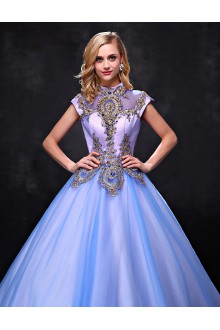 Ball Gown High Neck Prom / Formal Evening / Quinceanera / Sweet 18 Dress with Crystal