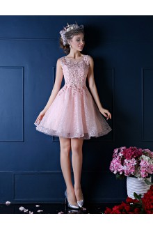 A-line Scoop Cocktail Party Dress with Embroidery