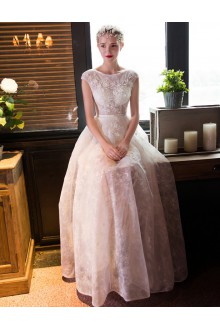 A-line Scoop Wedding Dress with Beading