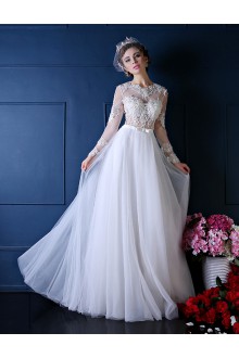 A-line Jewel Wedding Dress with Beading