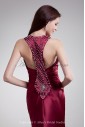 Satin Straps Neckline Sweep Train Column Embroidered Prom Dress