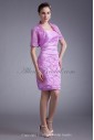 Satin and Net Strapless Neckline Short Sheath Embroidered Cocktail Dress with Jacket