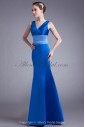 Satin V-neck Neckline Floor Length Sheath Prom Dress