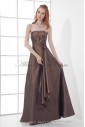 Taffeta Strapless A-Line Floor Length Ruched Prom Dress