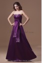 Satin Strapless Neckline Floor Length A-line Embroidered Prom Dress
