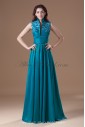 Taffeta High Collar Neckline Floor Length A-Line Embroidered Prom Dress