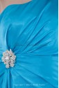 Satin Asymmetrical Neckline A-line Ankle-Length Hand-made Flower Prom Dress