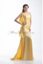 Silk Asymmetrical Neckline Sweep Train Sheath Directionally Ruched Prom Dress