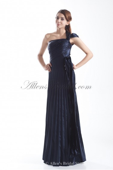 Satin One-Shoulder Neckline Floor Length Column Prom Dress