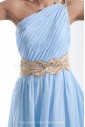 Chiffon Asymmetrical Neckline Sweep Train Column Embroidered Prom Dress