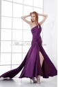 Satin Asymmetrical Neckline A-line Ankle-Length Prom Dress