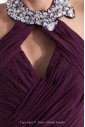 Chiffon High Collar Neckline Sweep Train A-line Sequins Prom Dress