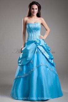Satin Sweetheart Neckline Floor Length A-line Embroidered Prom Dress