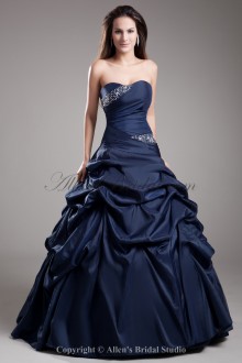 Satin Sweetheart Neckline Floor Length A-line Embroidered Prom Dress