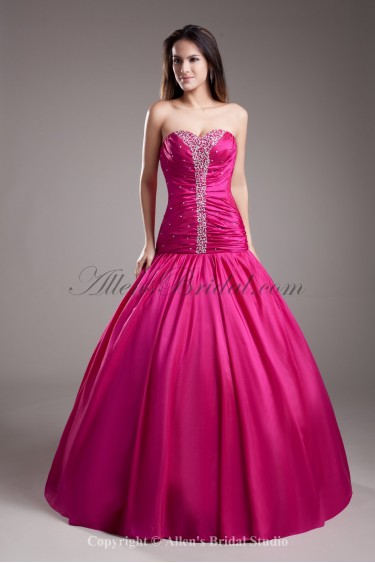 Taffeta Sweetheart Floor Length Ball Gown Sequins Prom Dress