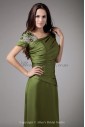 Silk Asymmetrical Neckline Floor Length Sheath Embroidered Prom Dress