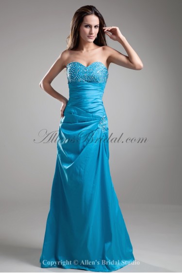 Taffeta Sweetheart Floor Length A-Line Sequins Prom Dress