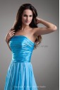Chiffon Strapless Neckline Sweep Train A-line Directionally Ruched Prom Dress