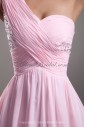 Chiffon One-Shoulder Neckline Floor Length A-line Embroidered Prom Dress