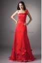 Net One-Shoulder Neckline Floor Length A-line Embroidered Prom Dress
