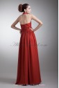 Chiffon High Collar Neckline Floor Length Corset Hand-made Flower Prom Dress