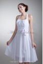 Chiffon Halter Neckline Knee Length A-line Sash Short Wedding Dress