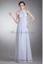 Chiffon Jewel Neckline Floor Length Empire Beading Wedding Dress