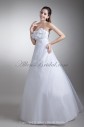 Organza and Satin Strapless Neckline Floor Length A-line Hand-made Flowers Wedding Dress
