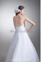 Organza and Satin Strapless Neckline Floor Length A-line Hand-made Flowers Wedding Dress
