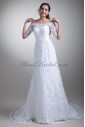Lacee Off-the-Shoulder Neckline Sweep Train Column Half-Sleeves Wedding Dress
