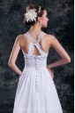 Chiffon Jewel Neckline Sweep Train Column Embroidered Wedding Dress