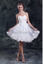 Organza Sweetheart Neckline Knee Length Sheath Embroidered Short Wedding Dress