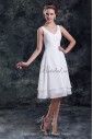 Chiffon V-Neck Neckline Knee Length Column Short Wedding Dress
