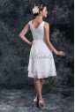 Chiffon V-Neck Neckline Knee Length Column Short Wedding Dress