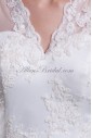 Lace V-Neck Neckline Sweep Train A-line Half-Sleeves Wedding Dress