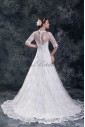 Lace V-Neck Neckline Sweep Train A-line Half-Sleeves Wedding Dress
