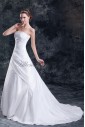 Taffeta Strapless Neckline Sweep Train A-line Embroidered Wedding Dress