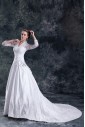 Satin Sweetheart Neckline Sweep Train A-line Embroidered Wedding Dress with Jacket