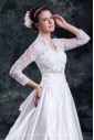 Satin Sweetheart Neckline Sweep Train A-line Embroidered Wedding Dress with Jacket