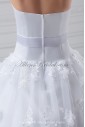 Organza and Satin Scoop Neckline Floor Length A-line Embroidered Wedding Dress